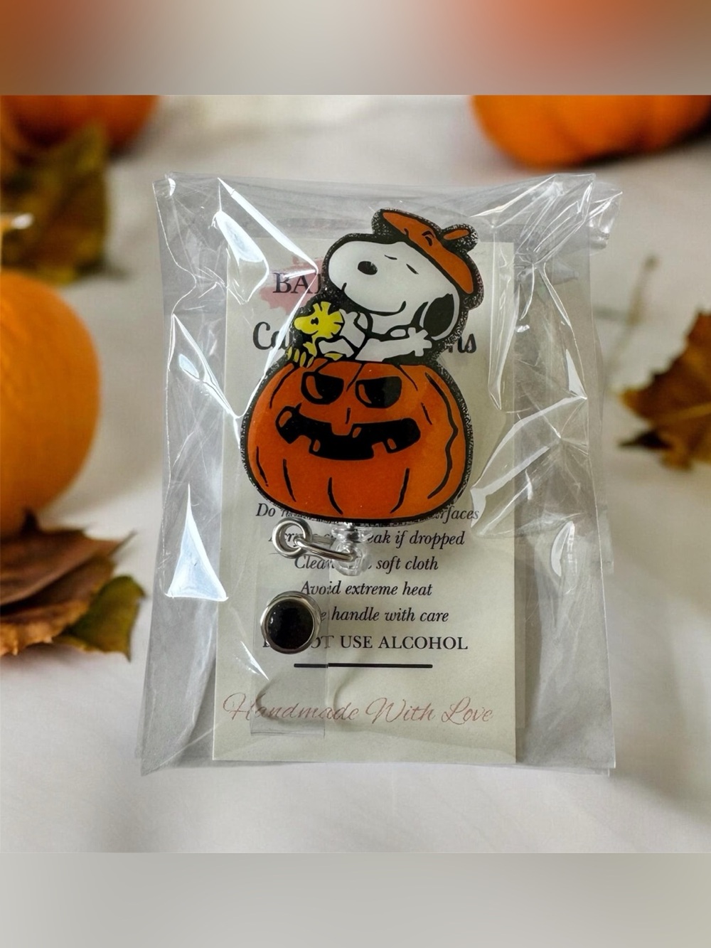 Halloween Snoopy Pumpkin badge reel